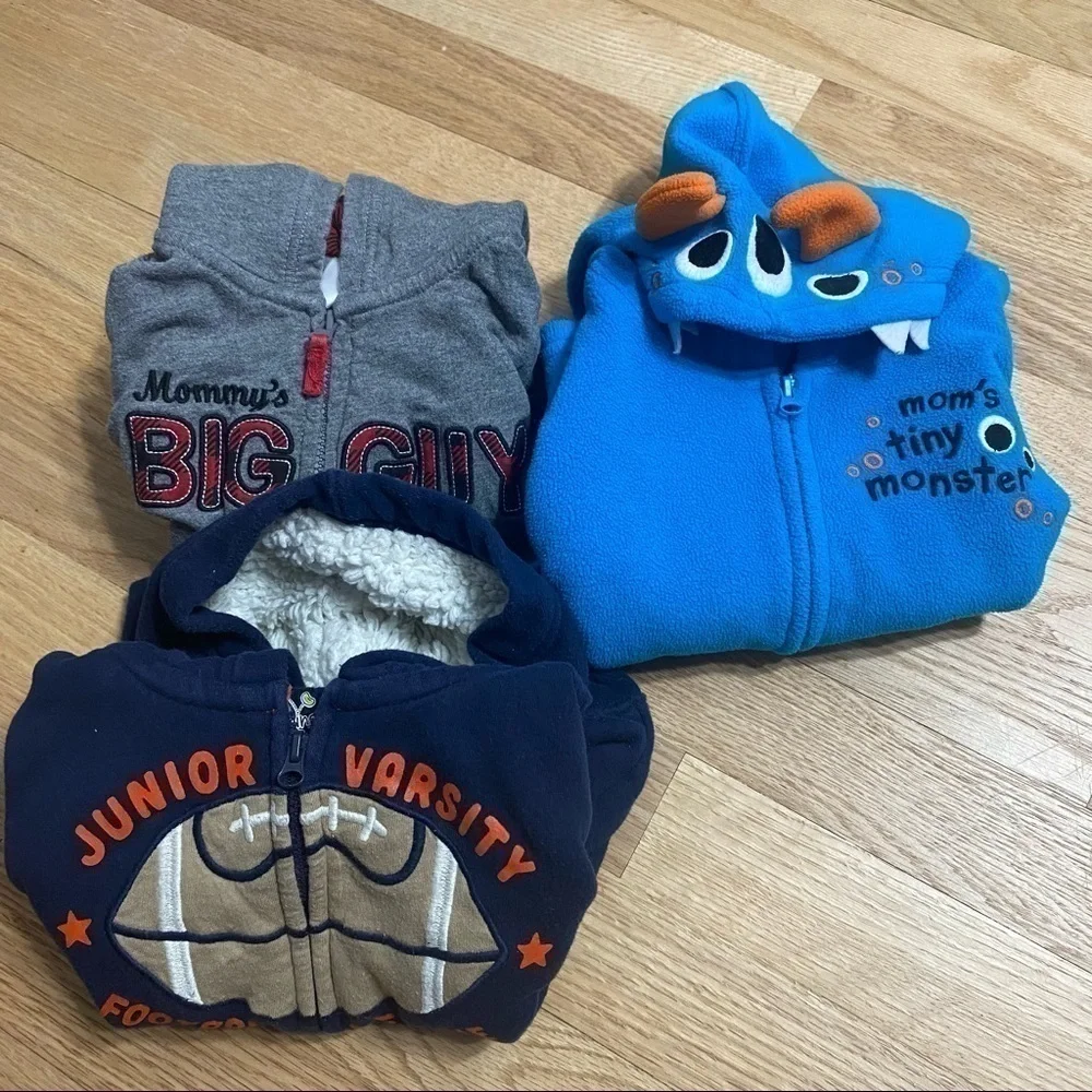 18 mos Sweatshirt Bundle Monster Mommy’s Big Guy Football Full Zip Hooded